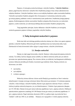 Tiesioginiai mokesčiai ir pajamos iš jų į valstybės biudžetą Kanadoje, Vokietijoje, Danijoje ir Italijoje. Paveikslėlis 5