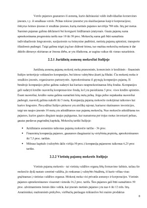 Tiesioginiai mokesčiai ir pajamos iš jų į valstybės biudžetą Kanadoje, Vokietijoje, Danijoje ir Italijoje. Paveikslėlis 8