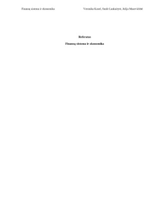 Finansų sistema ir ekonomika