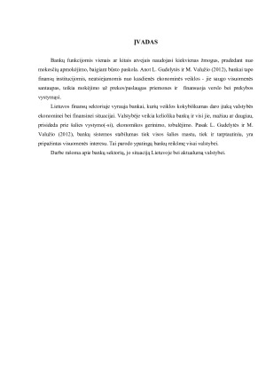 Bankų sektoriaus reikšmė ir vaidmuo Lietuvos ekonomikoje