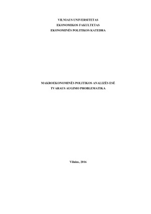 TVARAUS AUGIMO PROBLEMATIKA