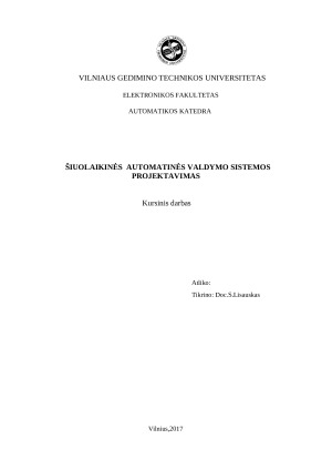 Šiuolaikinės automatinės valdymo sistemos projektavimas