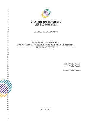 TARPTAUTINĖS PREKYBOS IR RINKODAROS VERTINIMAS