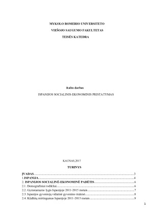 ISPANIJOS SOCIALINIS-EKONOMINIS PRISTATYMAS