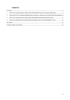 Lietuvos aprangos ir tekstilės pramonės konkurencingumo vertinimas. Paveikslėlis 3