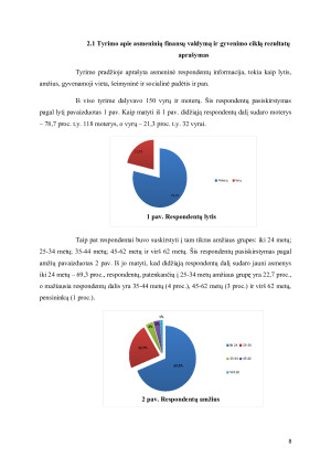 Asmeninių finansų valdymo priklausomybės nuo gyvenimo ciklo vertinimas. Paveikslėlis 8