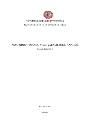 ASMENINIŲ FINANSŲ VALDYMO METODŲ ANALIZĖ