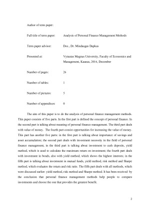 ASMENINIŲ FINANSŲ VALDYMO METODŲ ANALIZĖ. Paveikslėlis 2