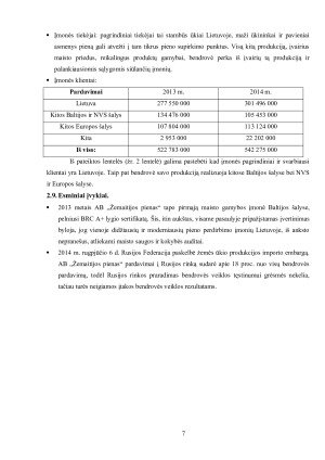 AB „ŽEMAITIJOS PIENAS“ VEIKLOS ANALIZĖ EKONOMIKOS RĖMUOSE. Paveikslėlis 7