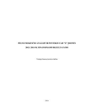 PELNO MOKESČIO ANALIZĖ IR POVEIKIS UAB X ĮMONĖS