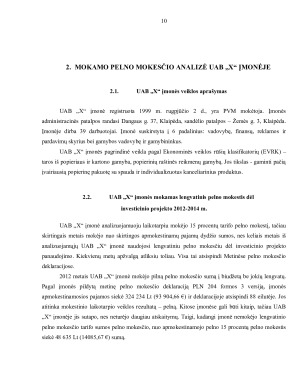 PELNO MOKESČIO ANALIZĖ IR POVEIKIS UAB X ĮMONĖS. Paveikslėlis 10