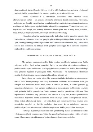 EKONOMIKOS PROBLEMA – PASIRINKIMO PROBLEMA. Paveikslėlis 10