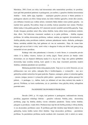 EKONOMIKOS PROBLEMA – PASIRINKIMO PROBLEMA. Paveikslėlis 5