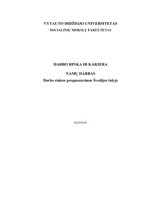 Darbo rinkos prognozavimas Švedijos šalyje