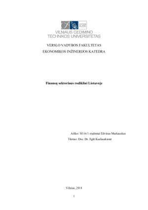 Finansų sektoriaus rodikliai Lietuvoje