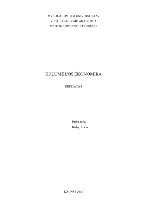 KOLUMBIJOS EKONOMIKA