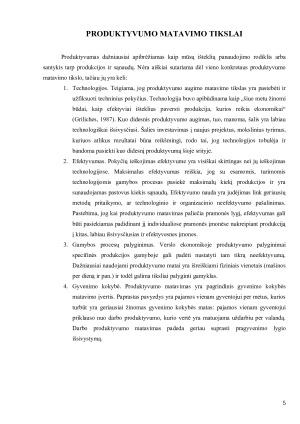 Produktyvumo matavimas. Produktyvumo vaidmuo ekonominiame šalies vystymesi. Pasirinktų šalių palyginimas. Paveikslėlis 5