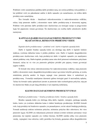 Produktyvumo matavimas. Produktyvumo vaidmuo ekonominiame šalies vystymesi. Pasirinktų šalių palyginimas. Paveikslėlis 9
