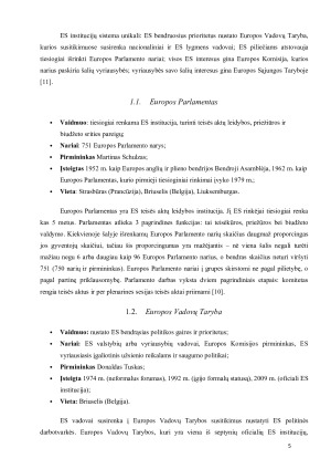 ES kaip tarptautinė tarpvalstybinė organizacija, jos struktūra bei narystės sąlygos. Paveikslėlis 5