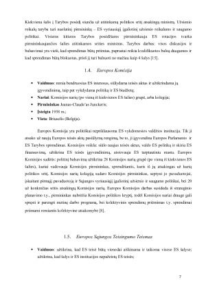 ES kaip tarptautinė tarpvalstybinė organizacija, jos struktūra bei narystės sąlygos. Paveikslėlis 7