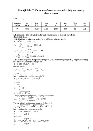 Taikomosios elektrotechnikos namų darbas. Trifazio transformatoriaus elektrinių parametrų skaičiavimas. Paveikslėlis 2