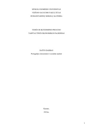 Portugalijos ekonominė ir socialinė analizė