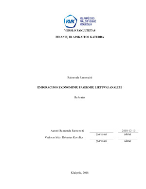 EMIGRACIJOS EKONOMINIŲ PASEKMIŲ LIETUVAI ANALIZĖ