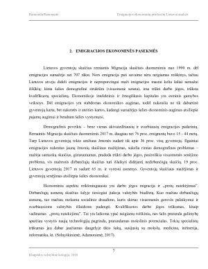 EMIGRACIJOS EKONOMINIŲ PASEKMIŲ LIETUVAI ANALIZĖ. Paveikslėlis 7