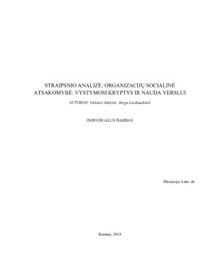 STRAIPSNIO ANALIZĖ - ORGANIZACIJŲ SOCIALINĖ ATSAKOMYBĖ VYSTYMOSI KRYPTYS IR NAUDA VERSLUI