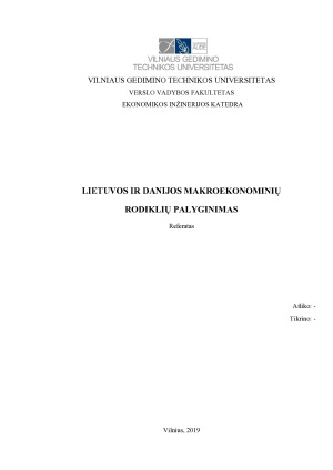 LIETUVOS IR DANIJOS MAKROEKONOMINIŲ RODIKLIŲ PALYGINIMAS
