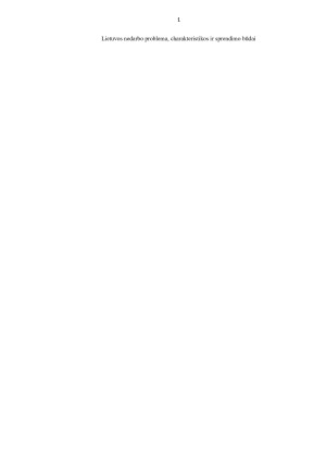 Lietuvos nedarbo problema, charakteristikos ir sprendimo būdai