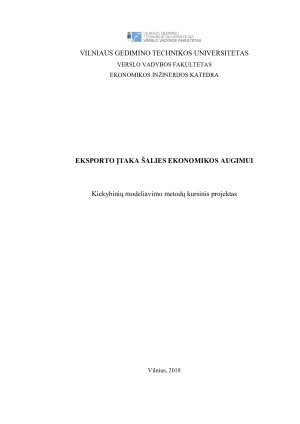 EKSPORTO ĮTAKA ŠALIES EKONOMIKOS AUGIMUI