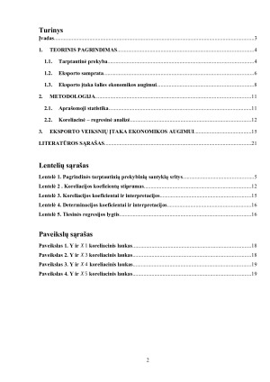 EKSPORTO ĮTAKA ŠALIES EKONOMIKOS AUGIMUI. Paveikslėlis 2