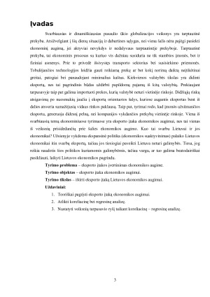 EKSPORTO ĮTAKA ŠALIES EKONOMIKOS AUGIMUI. Paveikslėlis 3