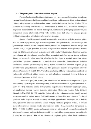 EKSPORTO ĮTAKA ŠALIES EKONOMIKOS AUGIMUI. Paveikslėlis 8