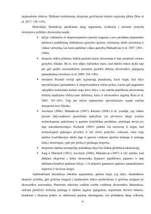 EKSPORTO ĮTAKA ŠALIES EKONOMIKOS AUGIMUI. Paveikslėlis 9