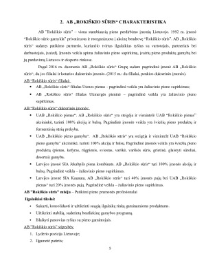 Rusijos embargo poveikis AB „Rokiškio sūris“ veiklai ir finansiniams rezultatams. Paveikslėlis 5