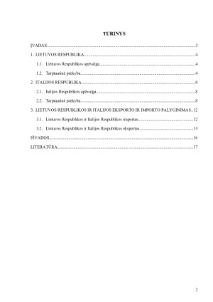LIETUVOS RESPUBLIKOS IR ITALIJOS RESPUBLIKOS IMPORTO IR EKSPORTO ANALIZĖ. Paveikslėlis 2