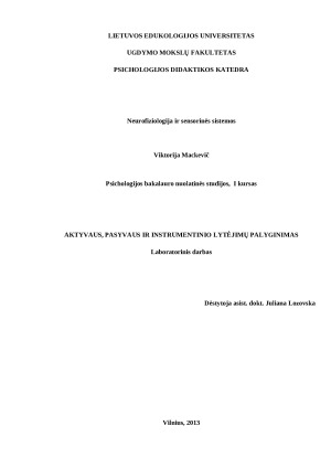 AKTYVAUS, PASYVAUS IR INSTRUMENTINIO LYTĖJIMŲ PALYGINIMAS