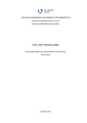 UAB „Tele2“ finansinė analizė