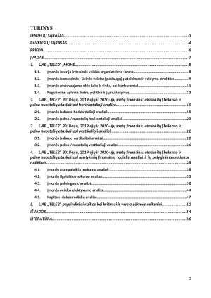 UAB „Tele2“ finansinė analizė. Paveikslėlis 2