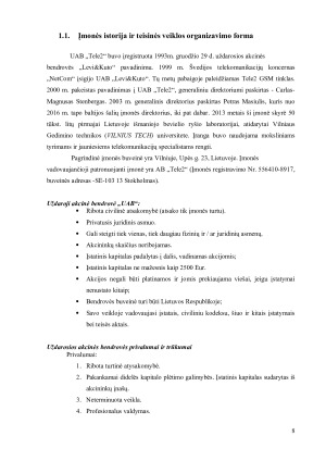 UAB „Tele2“ finansinė analizė. Paveikslėlis 8