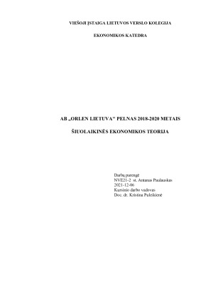 AB „ORLEN LIETUVA PELNAS 2018-2020 METAIS