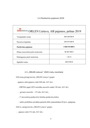 AB „ORLEN LIETUVA PELNAS 2018-2020 METAIS. Paveikslėlis 8