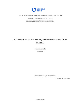 NAUJAUSIŲ IT TECHNOLOGIJŲ VAIDMUO PASAULIO ŪKIO PLĖTRAI