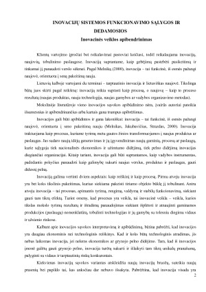 INOVACIJŲ SISTEMOS FUNKCIONAVIMO SĄLYGOS IR DEDAMOSIOS