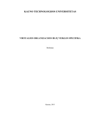 VIRTUALIOS ORGANIZACIJOS IR JŲ VEIKLOS SPECIFIKA
