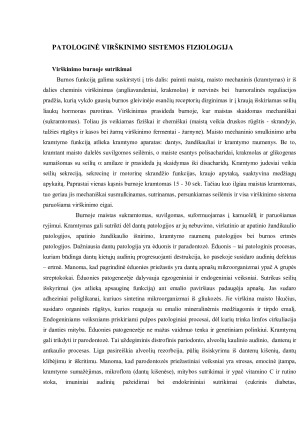 PATOLOGINĖ VIRŠKINIMO SISTEMOS FIZIOLOGIJA