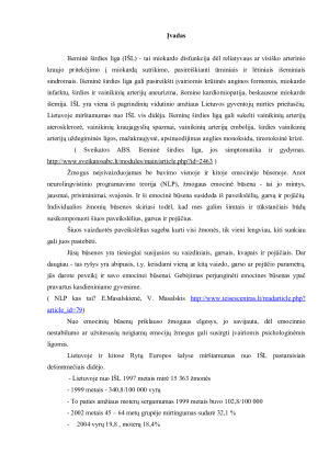 Išeminė širdies liga ir emocinės būsenos įtaka žmogaus sveikatai