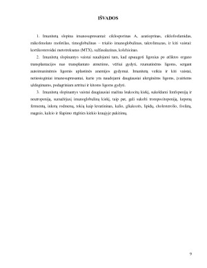 IMUNITETĄ SLOPINANČIŲ VAISTŲ POVEIKIS IR SĄSAJOS SU KRAUJO TYRIMAIS. Paveikslėlis 9